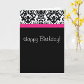Damask zwart witte en hete roze kaart (Gele Bloem)