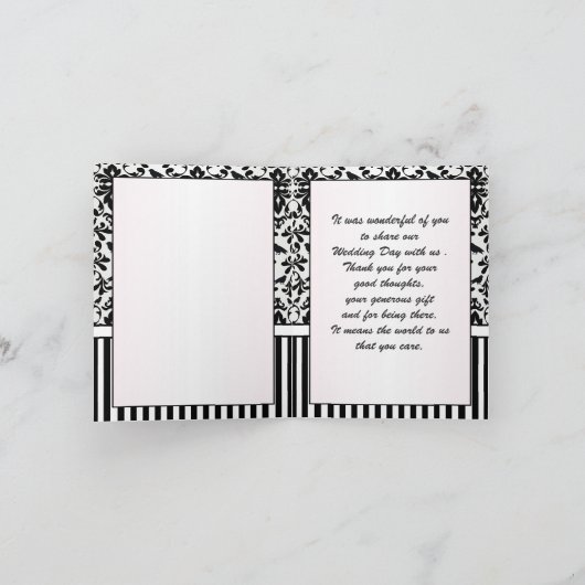 Damask zwart-witte wervelingen, vogels Dank U Bedankkaart (Binnen)