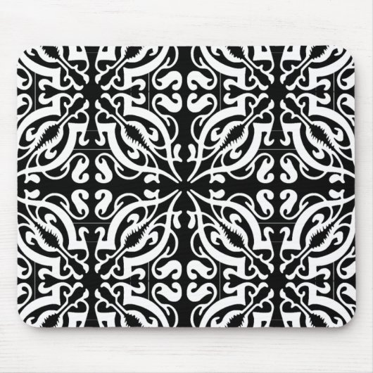 DAMASK - Zwarte achtergrond Muismat (Voorkant)