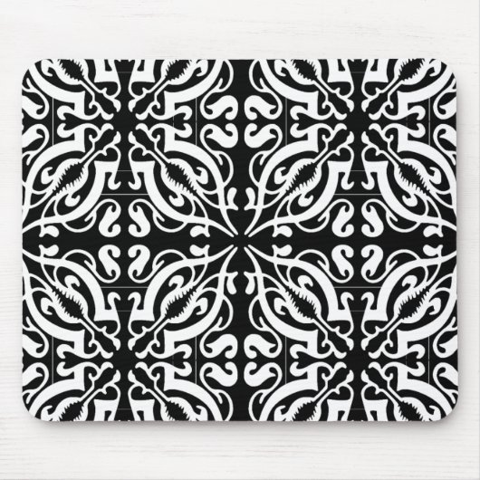 Damask - zwarte achtergrond muismat (Voorkant)