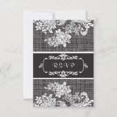 Damask zwarte en witte RSVP Uitnodiging (Voorkant)