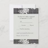  Damask zwarte en witte RSVP Uitnodiging (Achterkant)