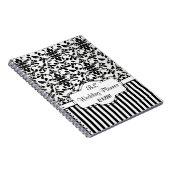Damask zwarte witte strepen Wedding Planner-laptop Notitieboek (Rechterzijde)
