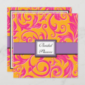 Damaskast Oranje & Roze bridal Shower-uitnodiginge Kaart (Voorkant / Achterkant)