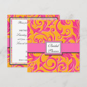 Damaskast Oranje & Roze bridal Shower-uitnodiginge Kaart (Voorkant / Achterkant)