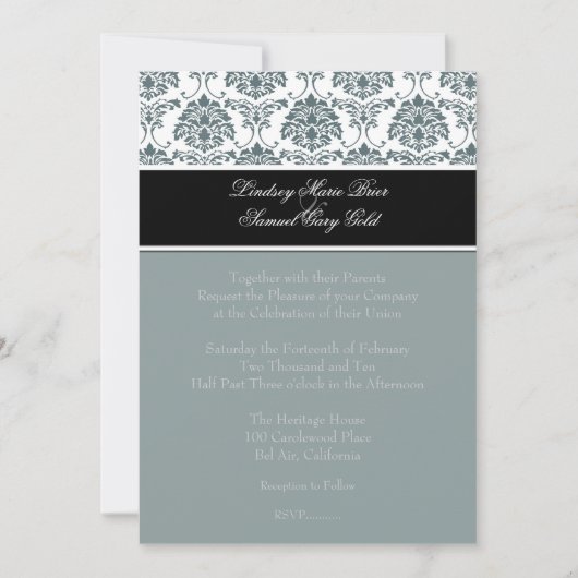 Damasker/grafiet/leisteen/zwart Kaart (Voorkant)