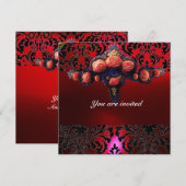 DAMASKGEM EN PINKROSES MONOGRAM KAART (Voorkant / Achterkant)