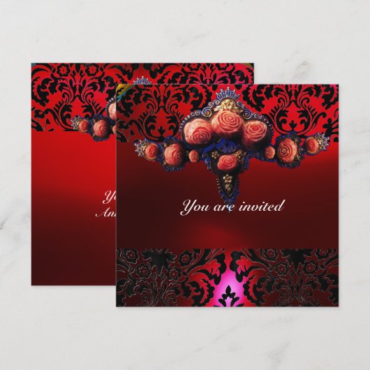 DAMASKGEM EN PINKROSES MONOGRAM KAART (Voorkant / Achterkant)