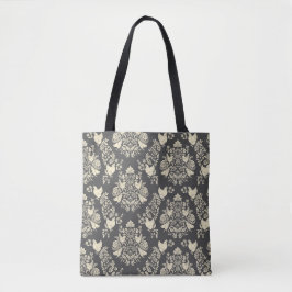 Damaskip en -Florals in Warm Grey & Cream Tote Bag