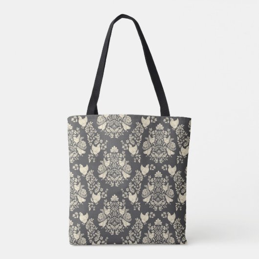 Damaskip en -Florals in Warm Grey & Cream Tote Bag (Achterkant)