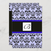 DAMASKMONOGRAM, zwart-wit, blauw Kaart (Voorkant / Achterkant)