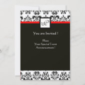 DAMASKMONOGRAM, zwart, wit, rood Kaart (Achterkant)