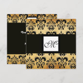 DAMASKPARCHTSQUARE-MONOGRAM, zwart wit bruin Kaart (Voorkant / Achterkant)