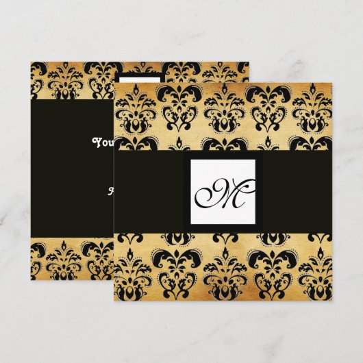 DAMASKPARCHTSQUARE-MONOGRAM, zwart wit bruin Kaart (Voorkant / Achterkant)