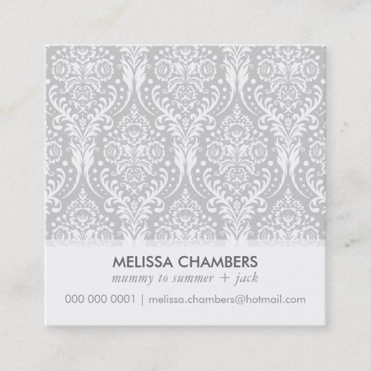 DAMASKPATROON eenvoudig modern  mama contact Contactkaartje (Voorkant)