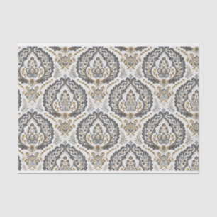  Damaskpatroon in beige en grijs Tissuepapier