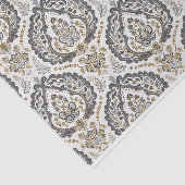  Damaskpatroon in beige en grijs Tissuepapier (Detail)