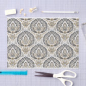  Damaskpatroon in beige en grijs Tissuepapier (Craft)