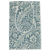 Damaskpatroon in zacht blauw en ivoor