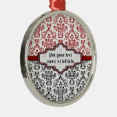 Damaskpatroon zwart rood wit aangepast ornament (Rechts)