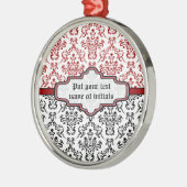 Damaskpatroon zwart rood wit aangepast ornament (Links)