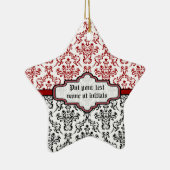 Damaskpatroon zwart rood wit aangepast ornament (Rechts)
