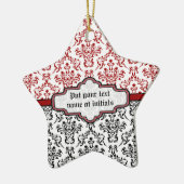 Damaskpatroon zwart rood wit aangepast ornament (Links)