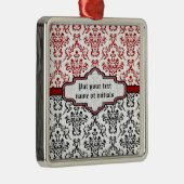 Damaskpatroon zwart rood wit aangepast ornament (Rechts)
