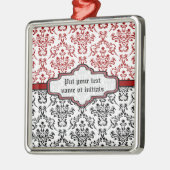 Damaskpatroon zwart rood wit aangepast ornament (Links)