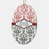 Damaskpatroon zwart rood wit aangepast ornament (Links)