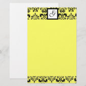DAMASKQUARE MONOGRAM, geel Briefpapier (Voorkant / Achterkant)