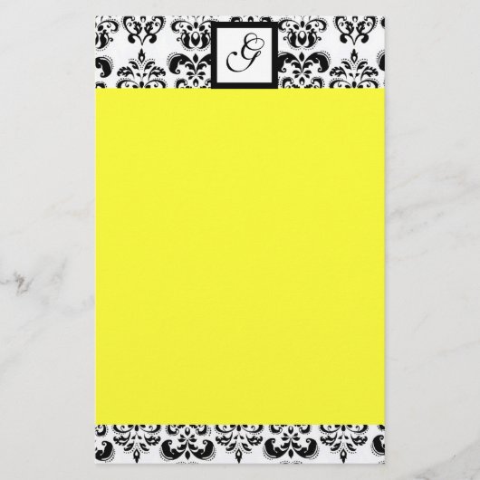 DAMASKQUARE MONOGRAM, geel Briefpapier (Voorkant)