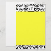 DAMASKQUARE MONOGRAM, geel Briefpapier (Voorkant / Achterkant)