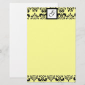 DAMASKQUARE MONOGRAM, geel Briefpapier (Voorkant / Achterkant)