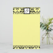 DAMASKQUARE MONOGRAM, geel Briefpapier (Staand voorkant)
