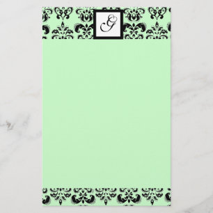 DAMASKQUARE MONOGRAM, groen Briefpapier