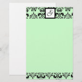 DAMASKQUARE MONOGRAM, groen Briefpapier (Voorkant / Achterkant)