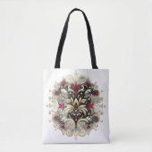 Damaskstijl in rood, goud en zwart tote bag (Voorkant)
