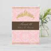 DAMASKSWEET 16/TIARA/PINK/CHOCOLAAT KAART (Staand voorkant)