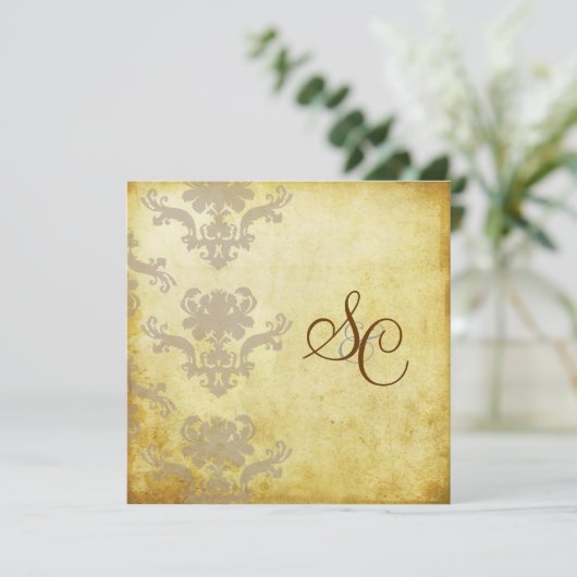  DAMASKWEDINGINVITATIES KAART (Staand voorkant)