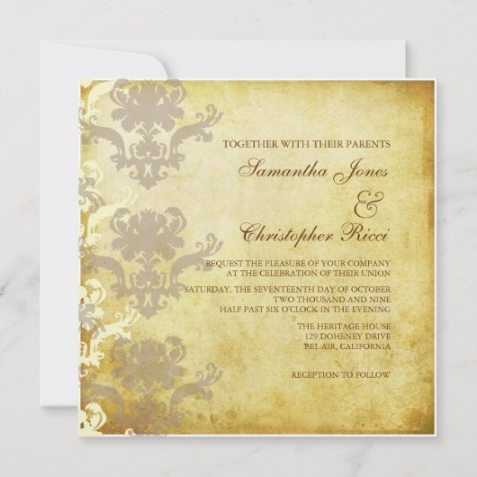  DAMASKWEDINGINVITATIES KAART (Achterkant)