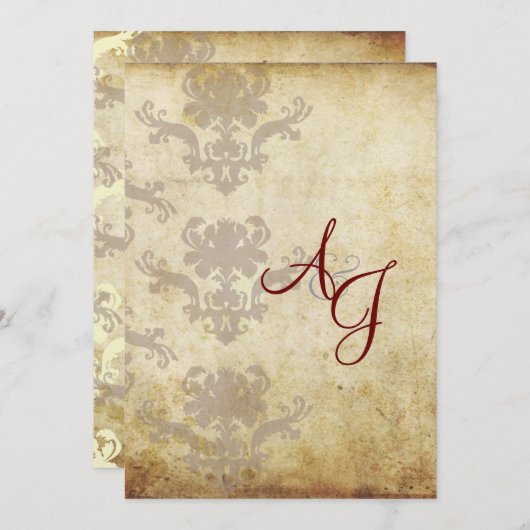  DAMASKWEDINGINVITATIES KAART (Voorkant / Achterkant)