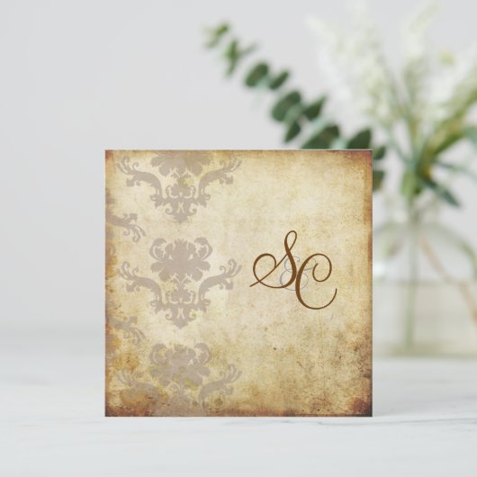 DAMASKWEDINGINVITATIES KAART (Staand voorkant)