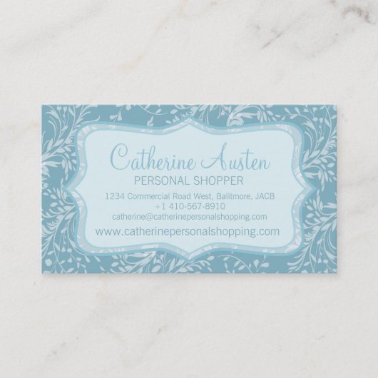 Damaskweekbloemen dagelijks blauw visitekaartje (Voorkant)