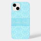 Damaslicht blauw, aangepaste naam, lint Case-Mate iPhone case (Achterkant)