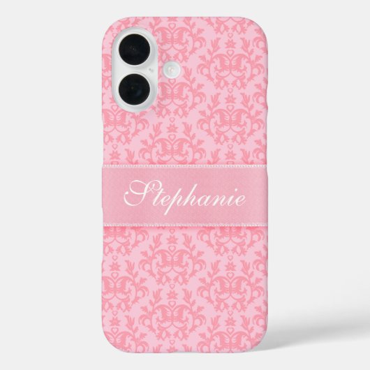 Damaslicht roze gepersonaliseerde naam Case-Mate iPhone case (Achterkant)