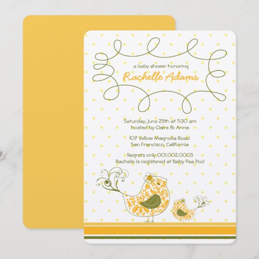 Damasmam en Baby gele Baby shower Kaart (Voorkant / Achterkant)
