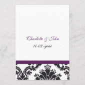 damasmenu paarse bruiloft menu (Achterkant)