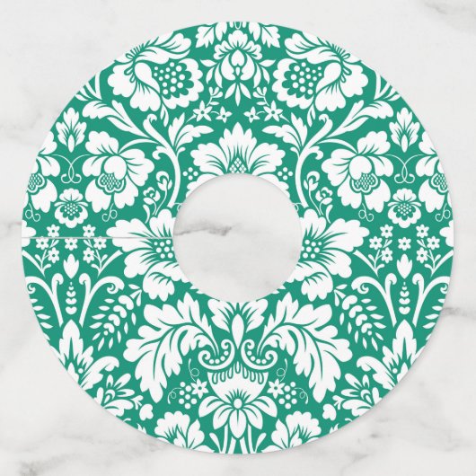 Damaspatroon 10 wijnglaslabel (Voorkant)