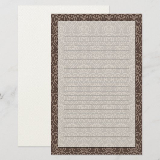 Damaspatroon 6 briefpapier (Voorkant / Achterkant)